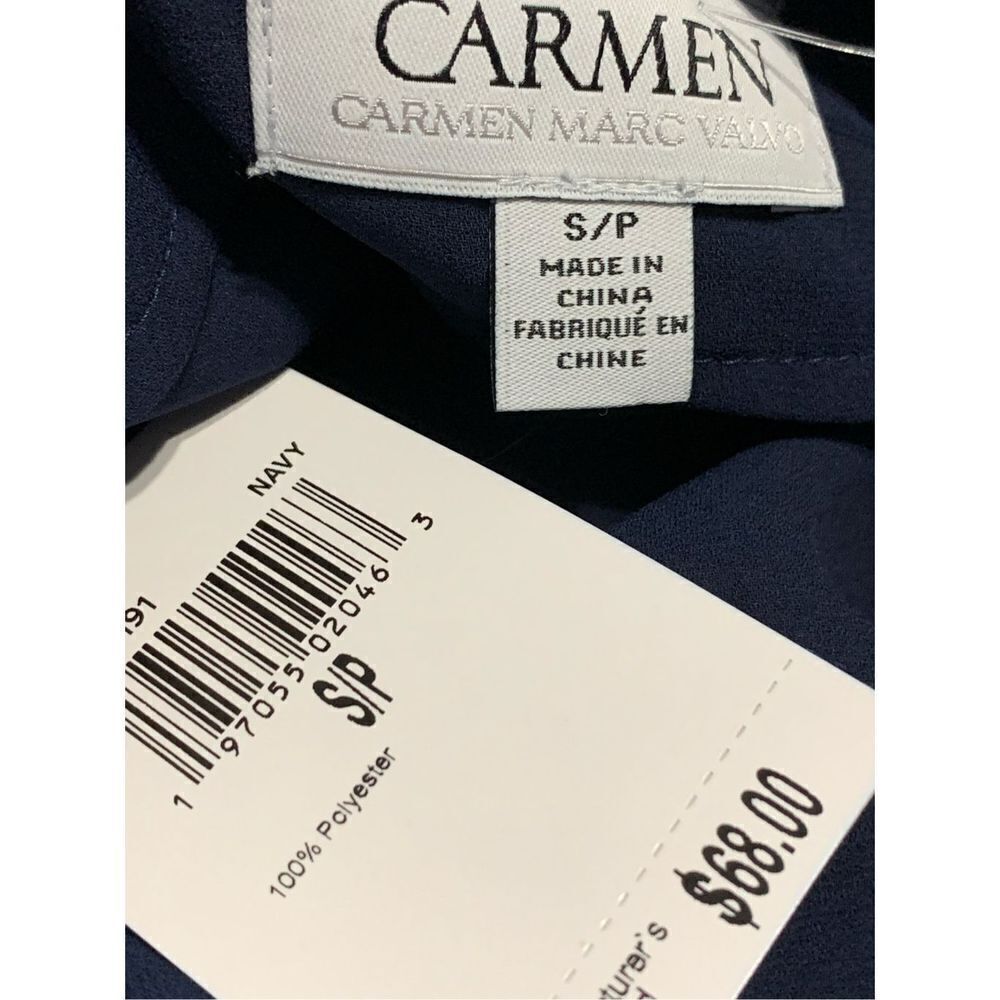 NEW WITH TAGS Beautiful Carmen Marc Valvo BLUE Shirt with Criss Cross Eyelet siz - Picture 3 of 4